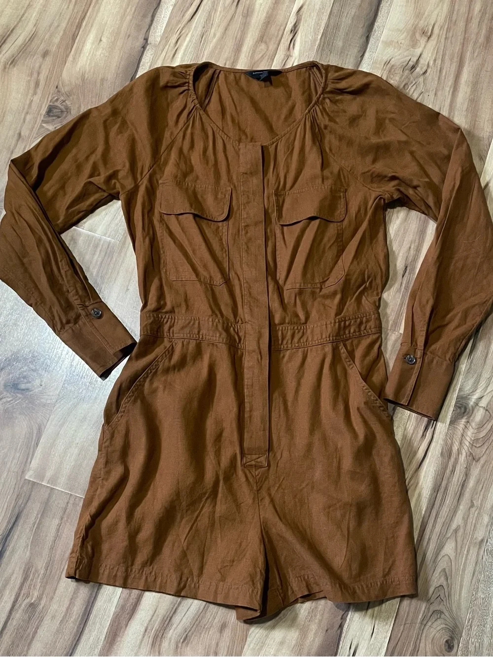 Banana Republic Potters Clay Linen Blend Utility Romper Long Sz S